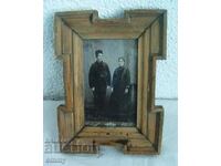 Family photo in a wooden frame, glass