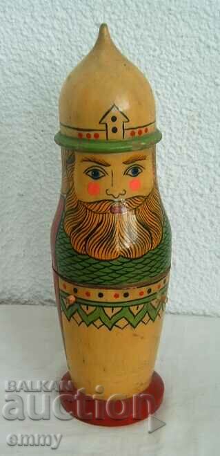Russian matryoshka - wooden bottle doll, warrior, 28 cm