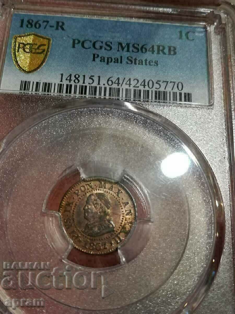 1 centissimo 1867 Topgrade.Vatican,Vatikan.Vatikan.