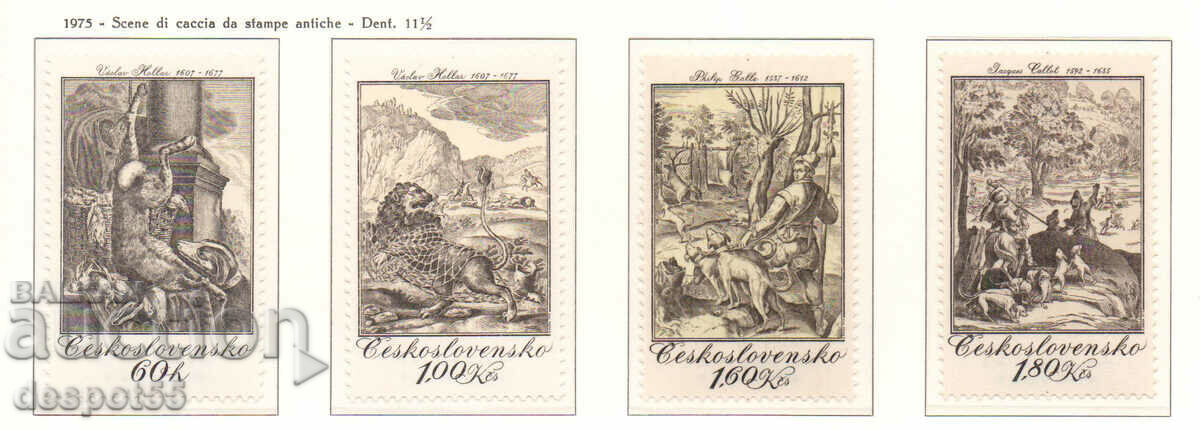 1975. Czechoslovakia. Graphics - Engraved hunting scenes.