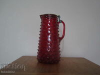 19th Century Jug red glass - Hedgehog - 27 cm