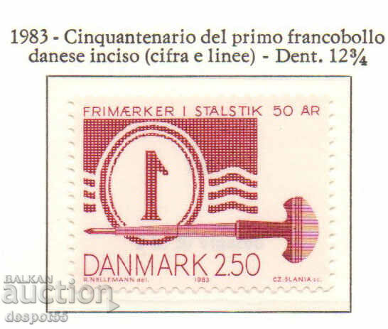 1983. Danemarca. Prima marcă daneză în gravură pe oțel.