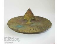 Old bronze plate saucer object with Arabic inscriptions