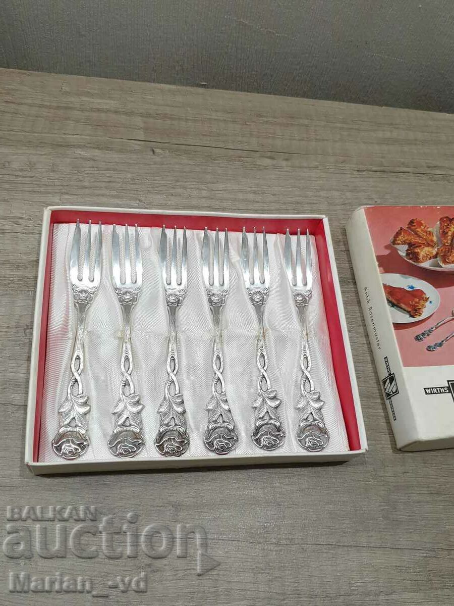 Set of silver plated dessert forks
