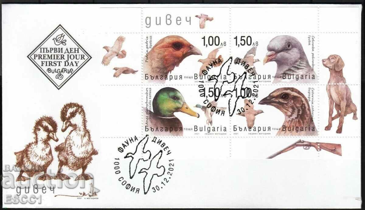 Φάκελος πρώτης ημέρας Game Fauna Birds 2021 από τη Βουλγαρία