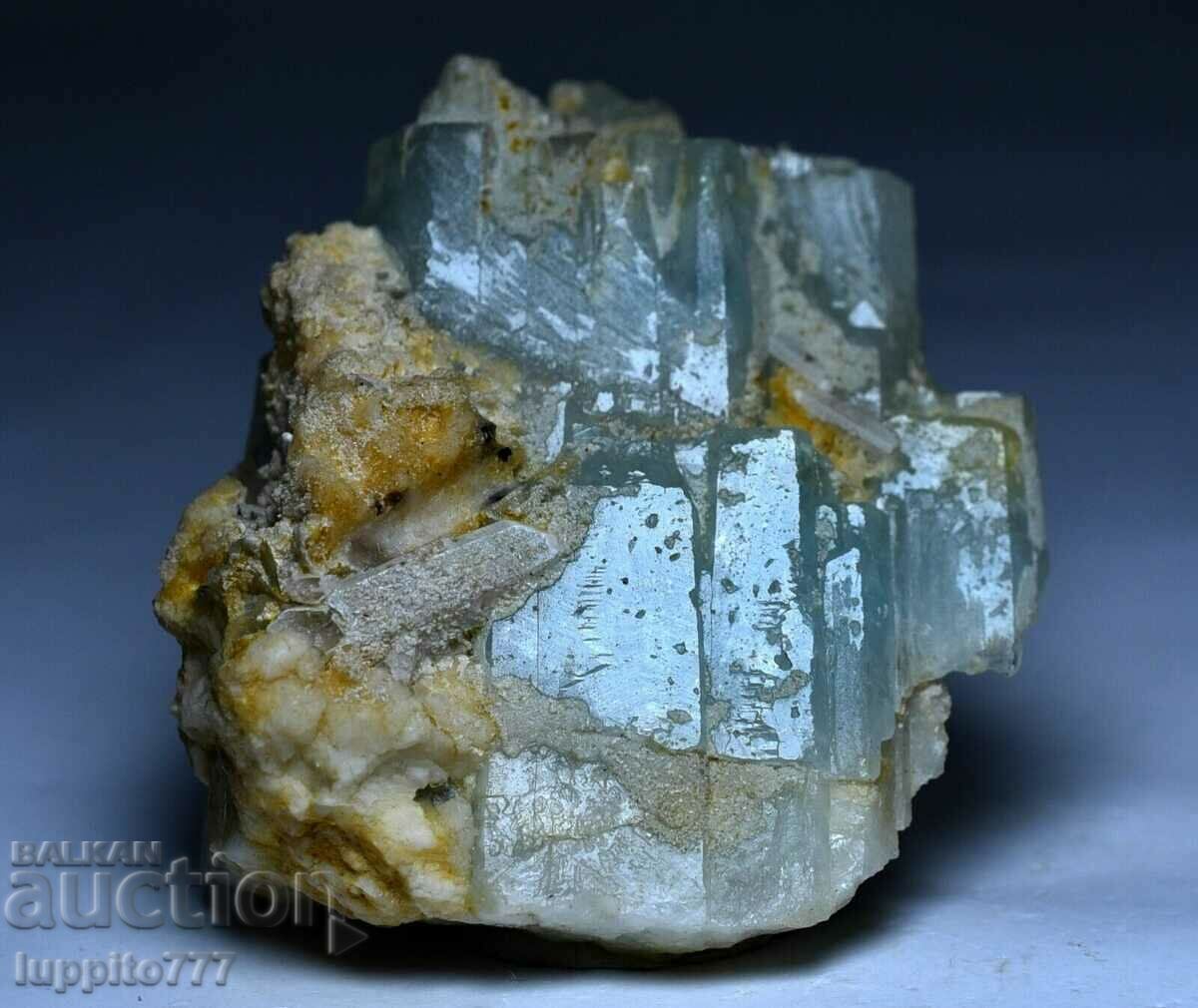 natural beryl aquamarine on matrix unique 54 grams