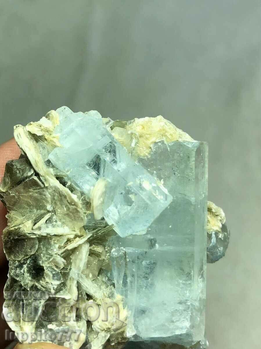 Auction natural beryl aquamarine on matrix unique 35 grams Auction natural beryl aquamarine on matrix unique 35 grams