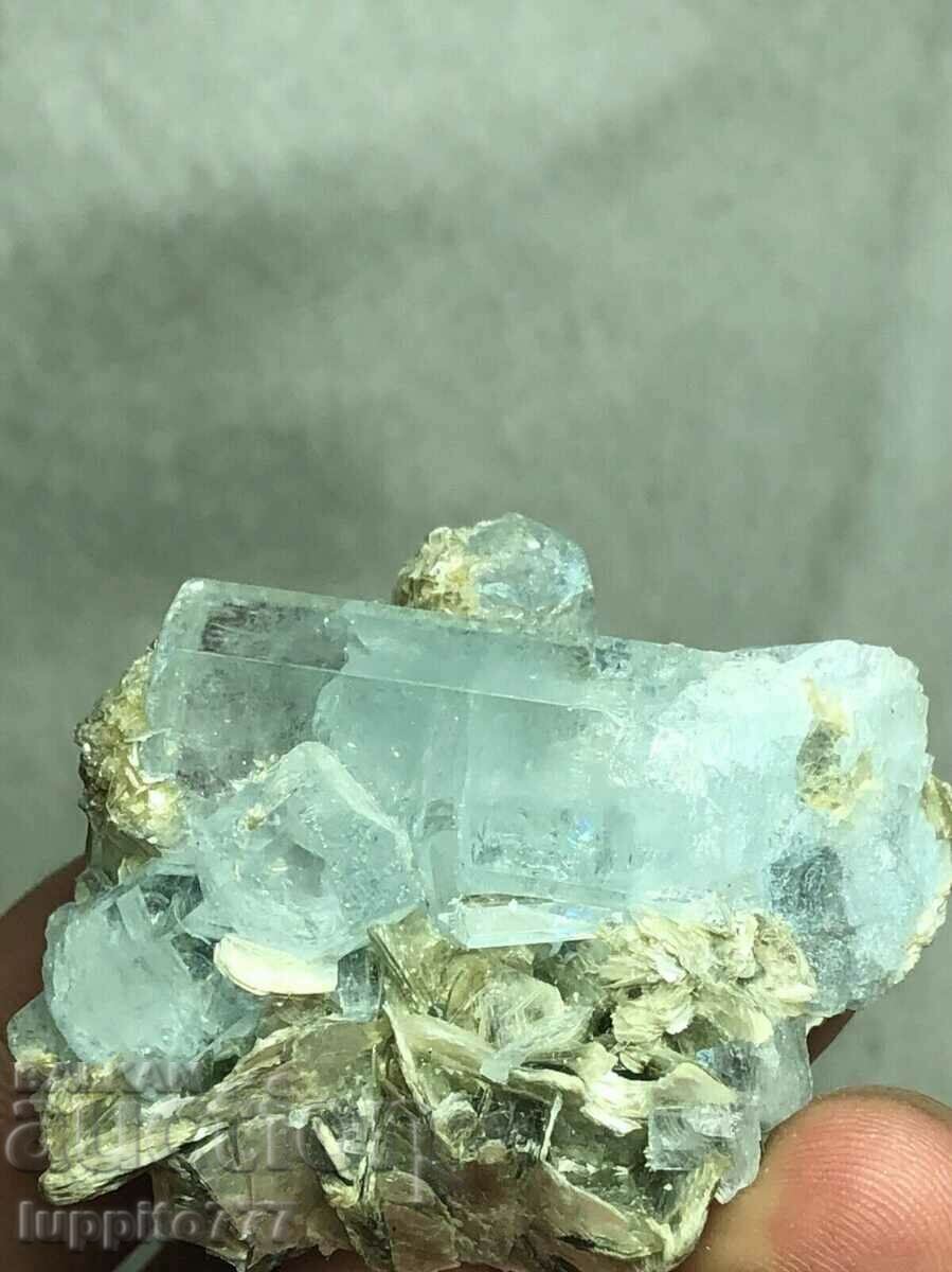 natural beryl aquamarine on matrix unique 35 grams