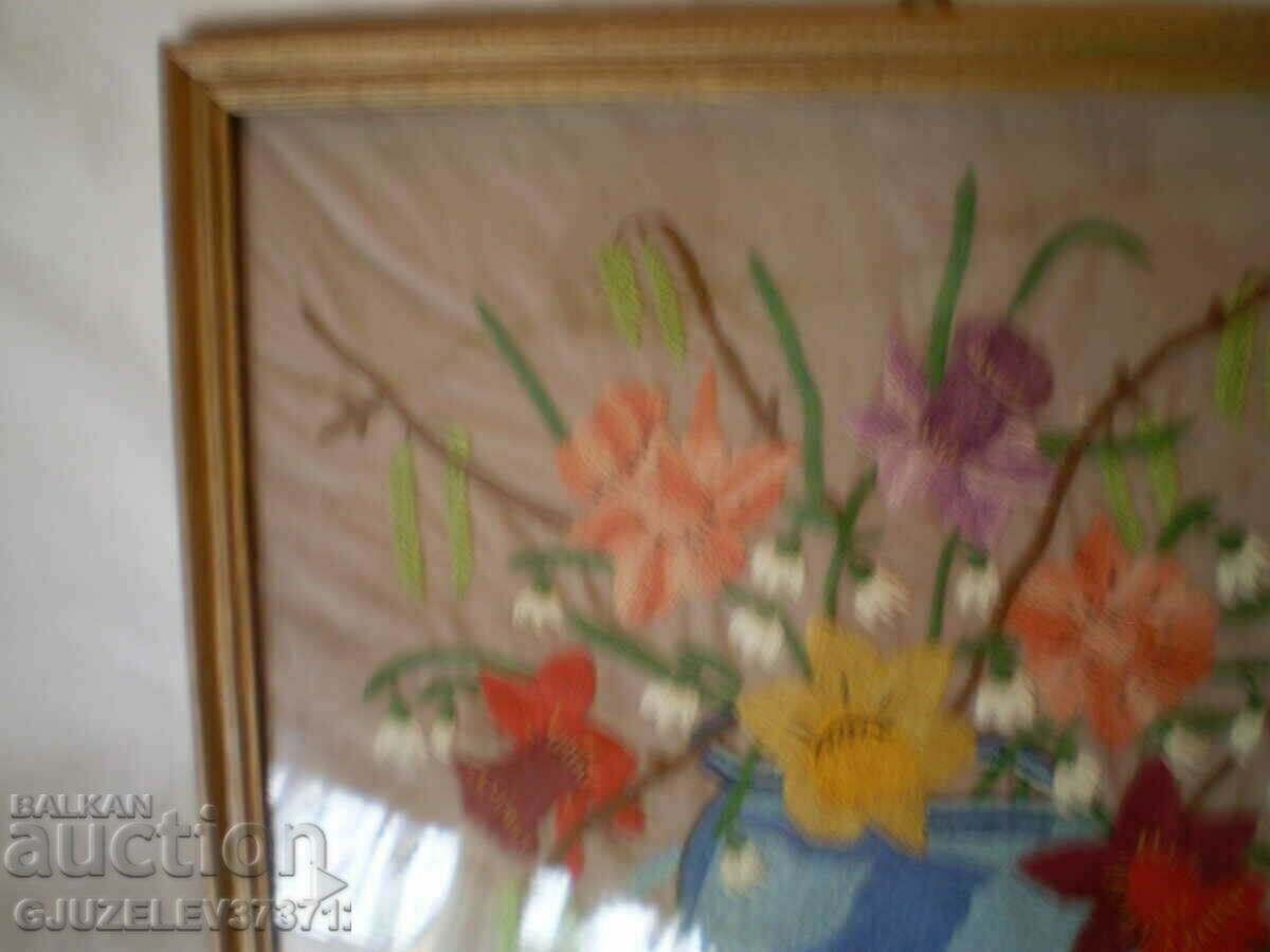 original hand-embroidered wall picture period 1950 with price 129.00 BGN | € 65.96