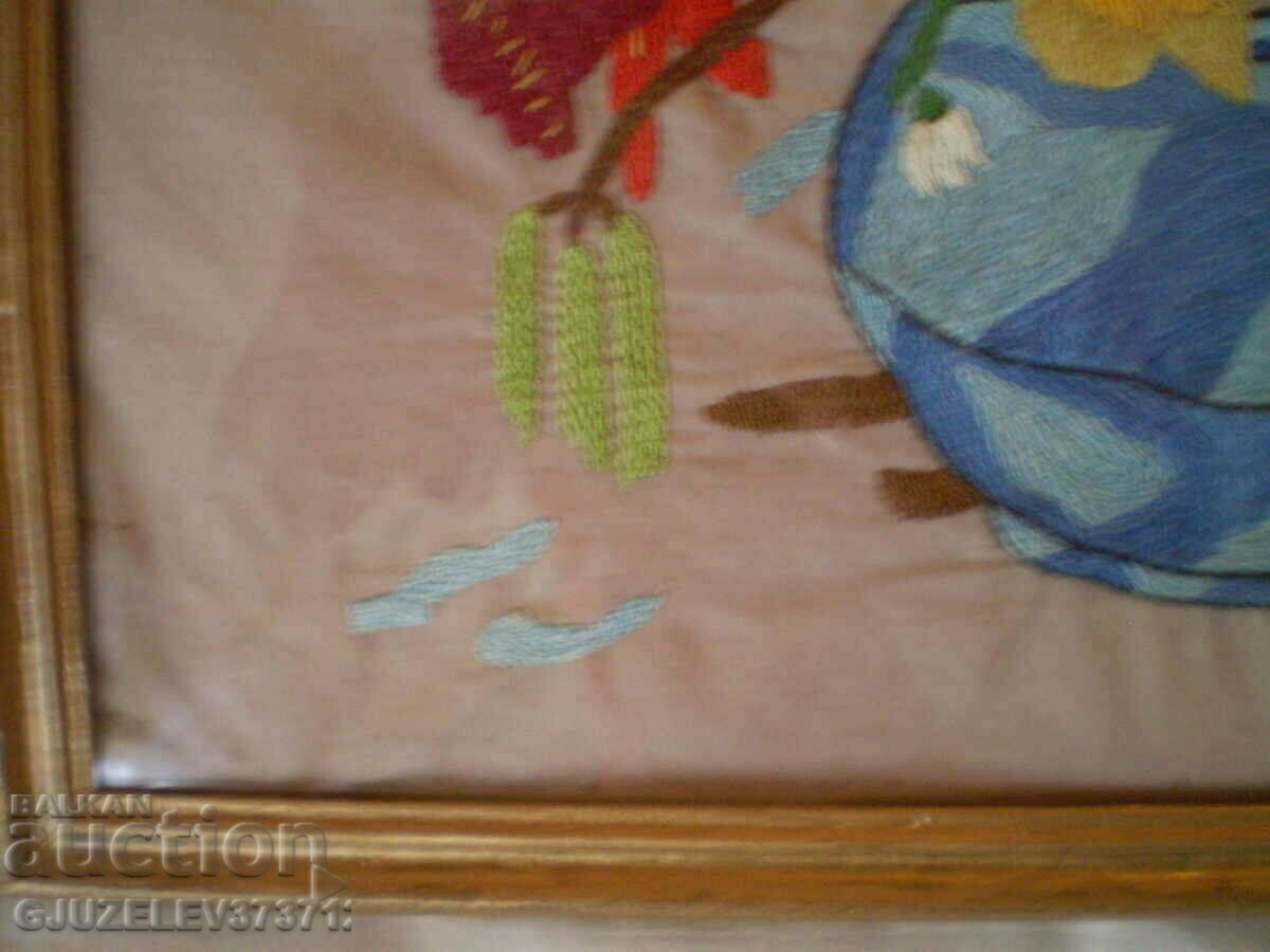 original hand-embroidered wall picture period 1950 - 7