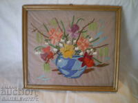original hand-embroidered wall picture period 1950