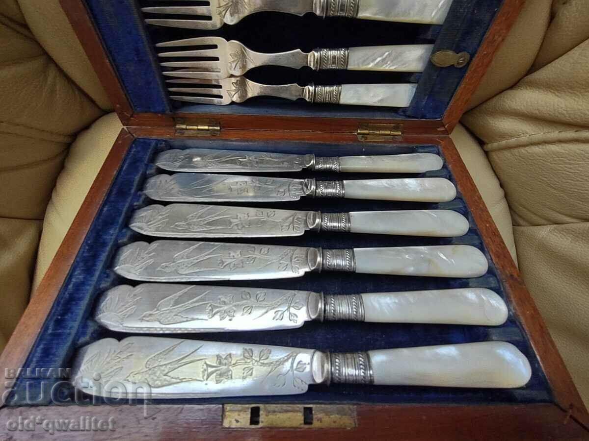 Attractive FORKS and KNIVES, real MOTHER OF PEARL, stamps with price 997.00 BGN | € 509.76 Attractive FORKS and KNIVES, real MOTHER OF PEARL, stamps with price 997.00 BGN | € 509.76