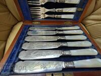 Attractive FORKS and KNIVES, real MOTHER OF PEARL, stamps