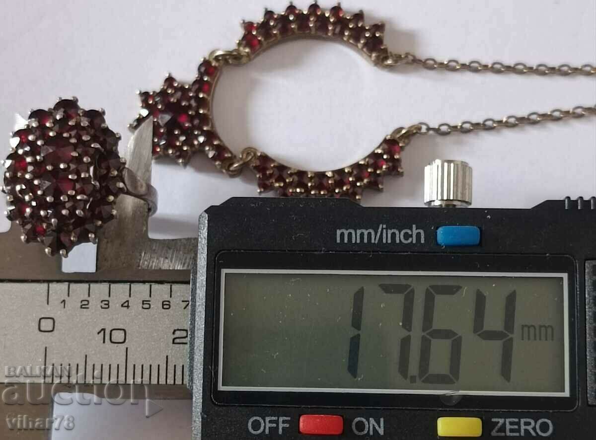 Bohemian Garnet Silver Necklace and Ring - 6 Bohemian Garnet Silver Necklace and Ring - 6