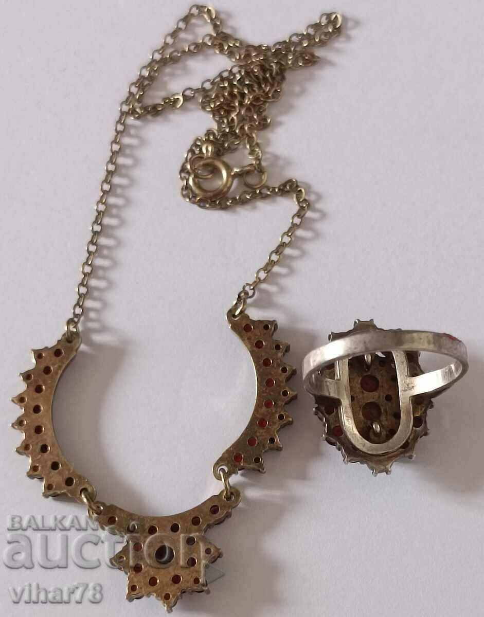 Bohemian Garnet Silver Necklace and Ring - 7 Bohemian Garnet Silver Necklace and Ring - 7