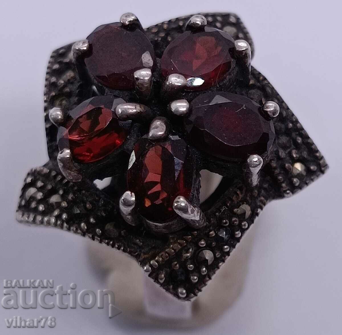 OLD WOMEN'S SILVER GARNET RING with price 259.99 BGN | € 132.93 OLD WOMEN'S SILVER GARNET RING with price 259.99 BGN | € 132.93