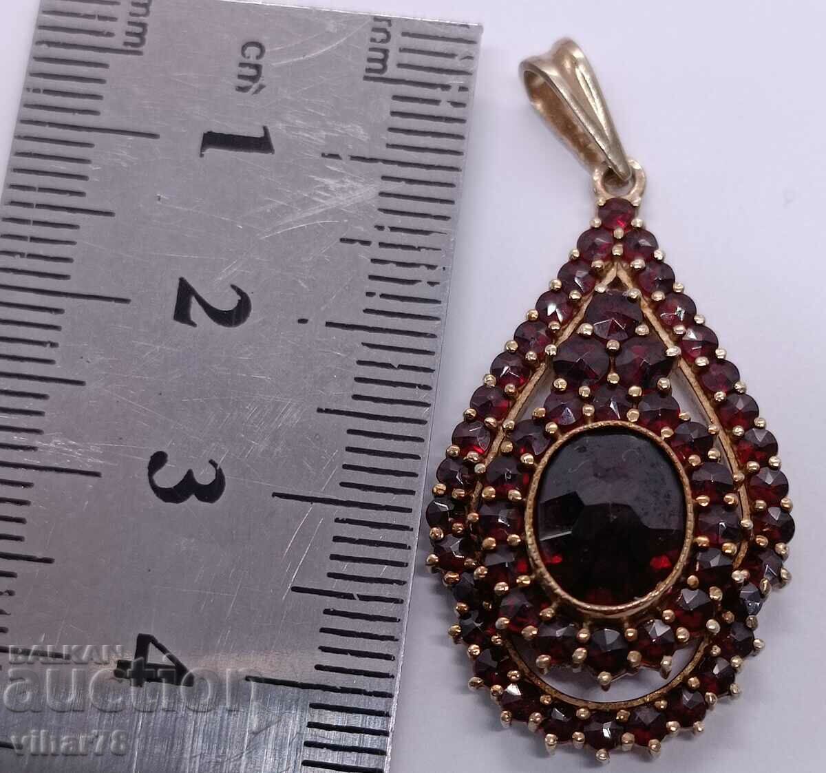 Beautiful silver pendant with garnet - 5 Beautiful silver pendant with garnet - 5