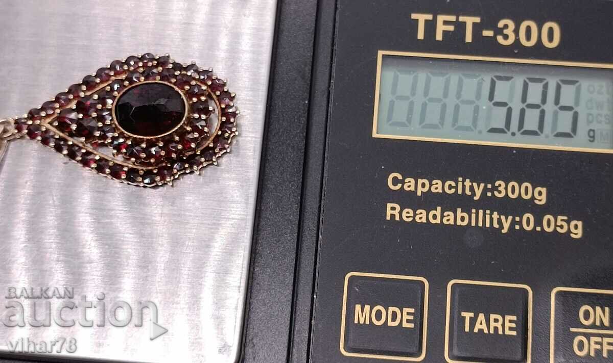 Beautiful silver pendant with garnet - 6 Beautiful silver pendant with garnet - 6