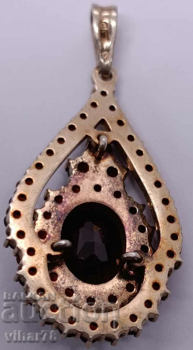 Beautiful silver pendant with garnet - 7 Beautiful silver pendant with garnet - 7