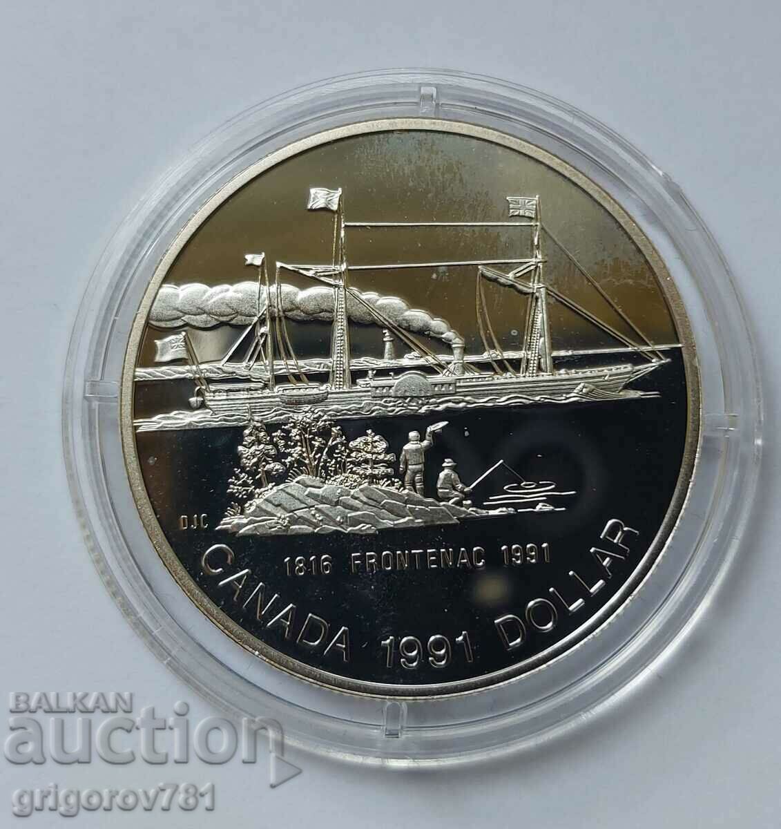 1 долар сребро Канада 1991 пруф -  сребърна монета