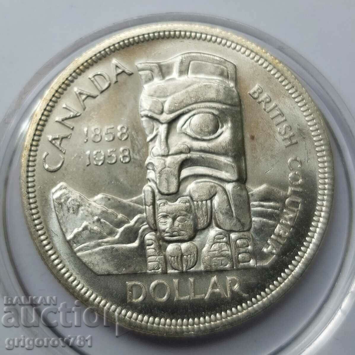 Ασημένιο 1 δολάριο Καναδάς 1958 - ασημένιο νόμισμα