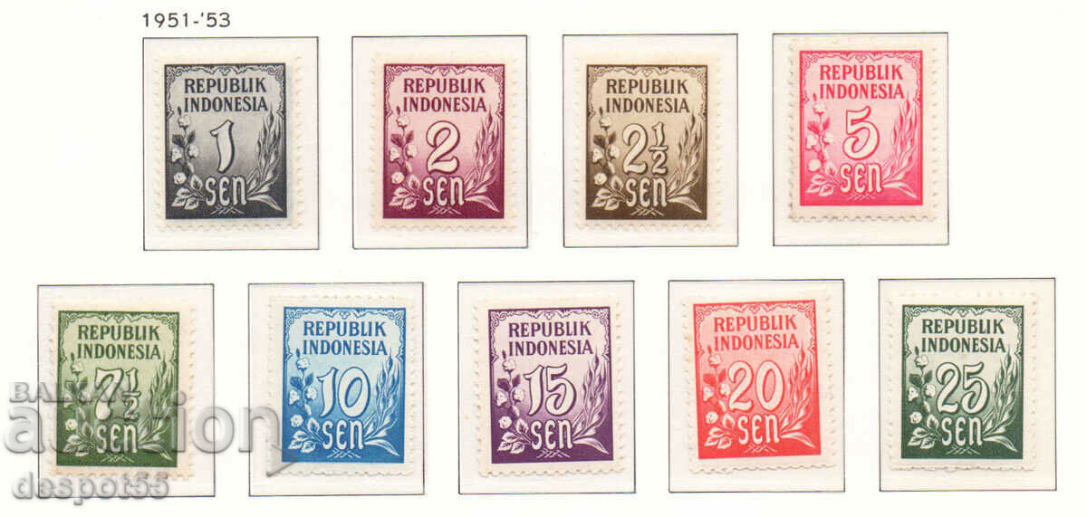 1951-53. Ινδονησία. Ψηφιακές μάρκες.