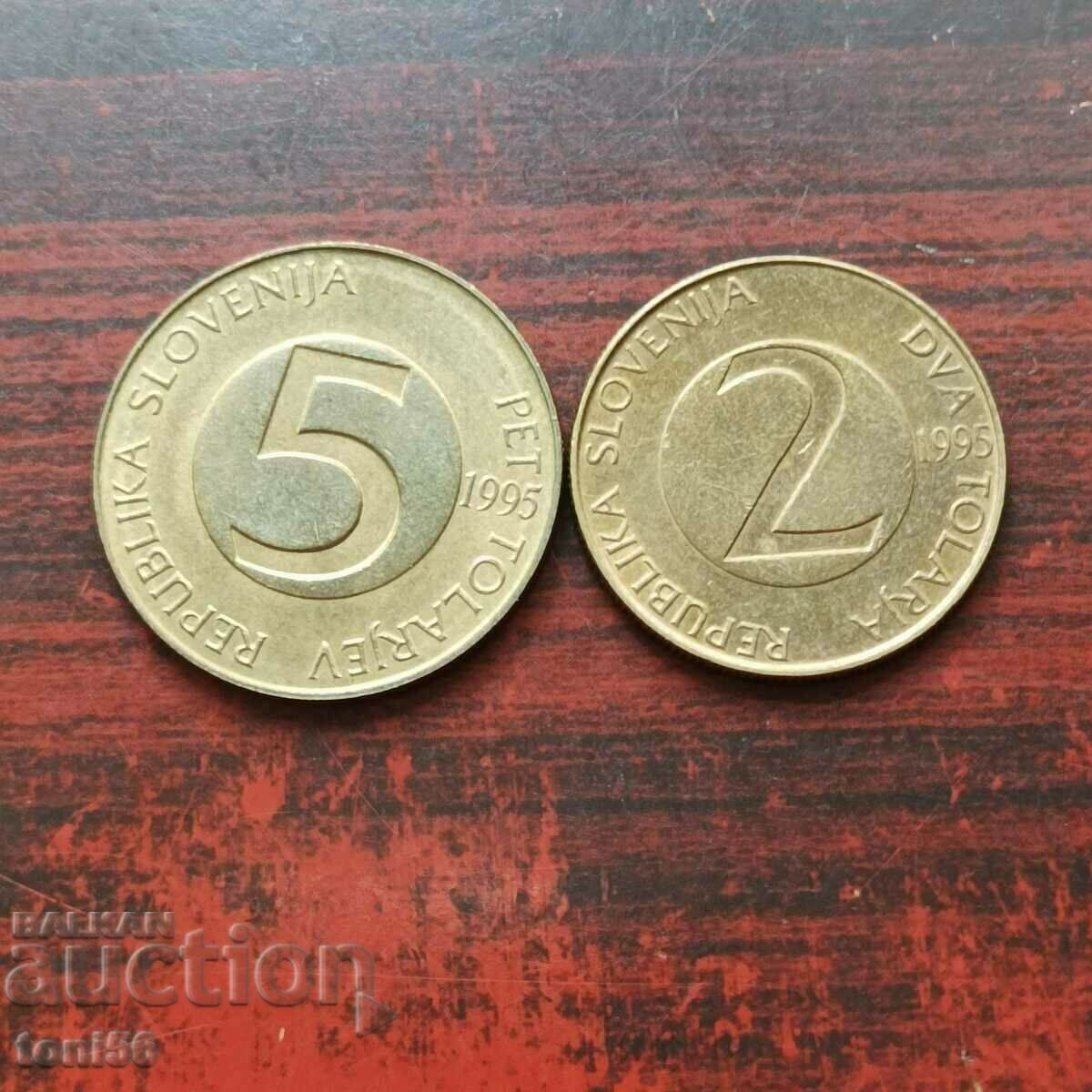Словения 2 и 5 толара 1995 UNC