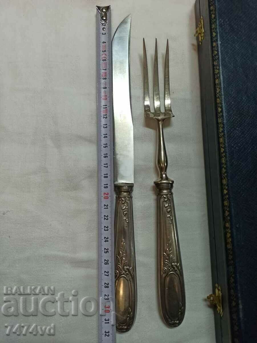 OLD SILVER PLATED UTENSILS FOR MEAT, SALAD, ETC with price 150.00 BGN | € 76.69 OLD SILVER PLATED UTENSILS FOR MEAT, SALAD, ETC with price 150.00 BGN | € 76.69