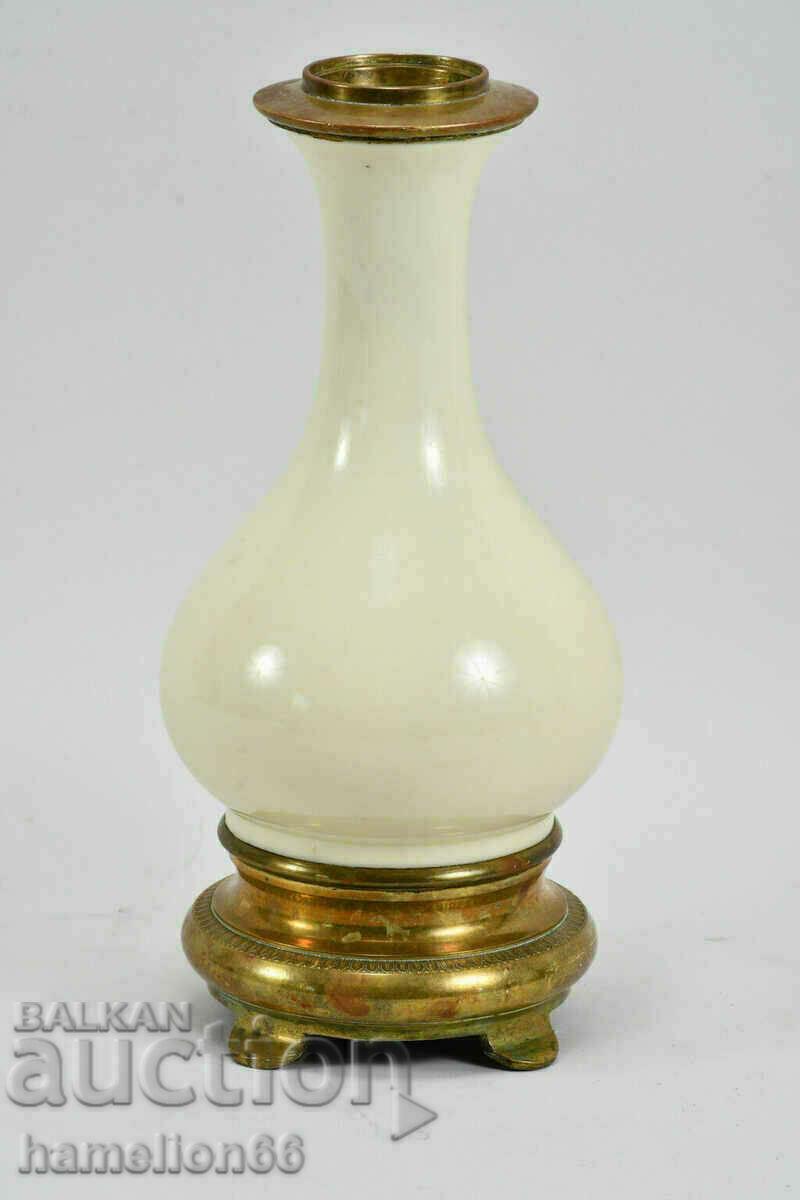 Old candle holder, 19th century, bronze, porcelain