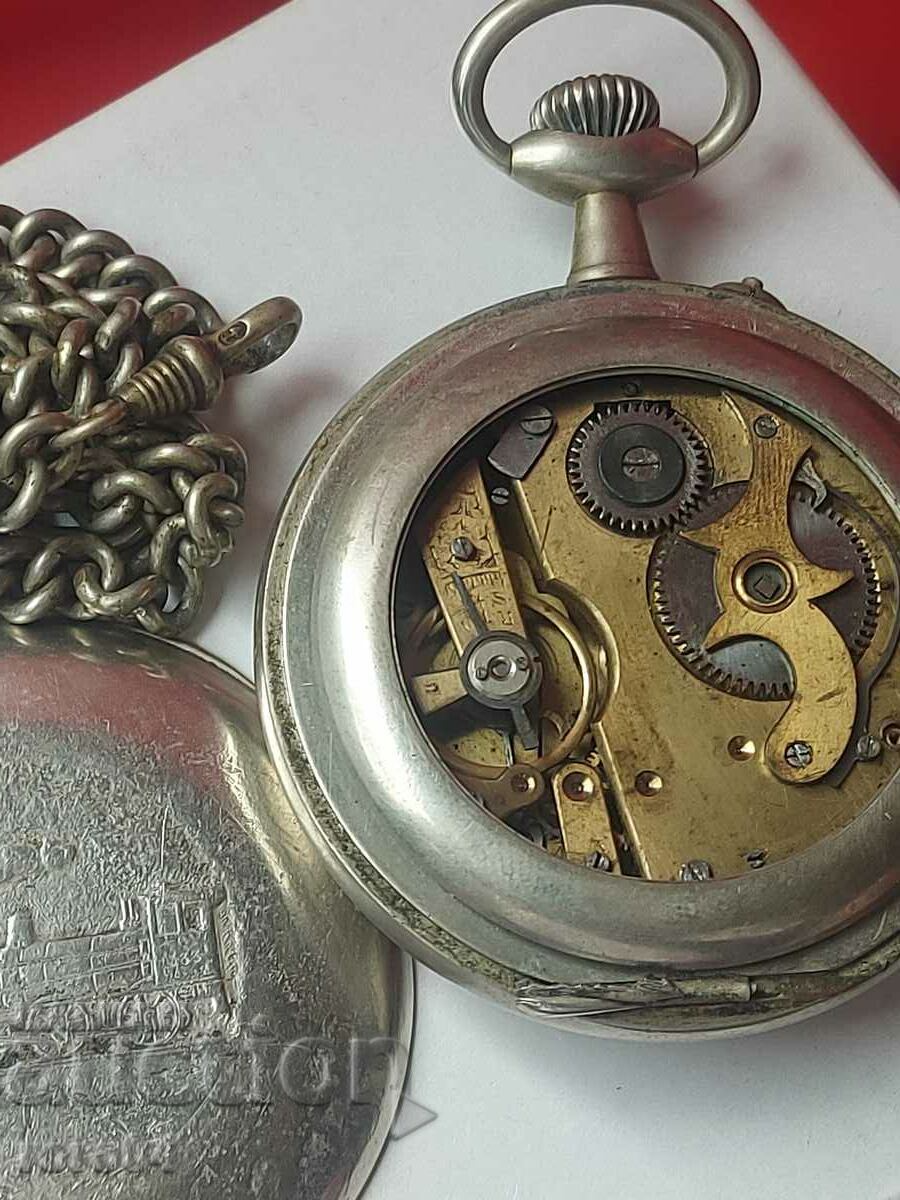 LARGE OLD POCKET WATCH WITH CASE - 6 LARGE OLD POCKET WATCH WITH CASE - 6