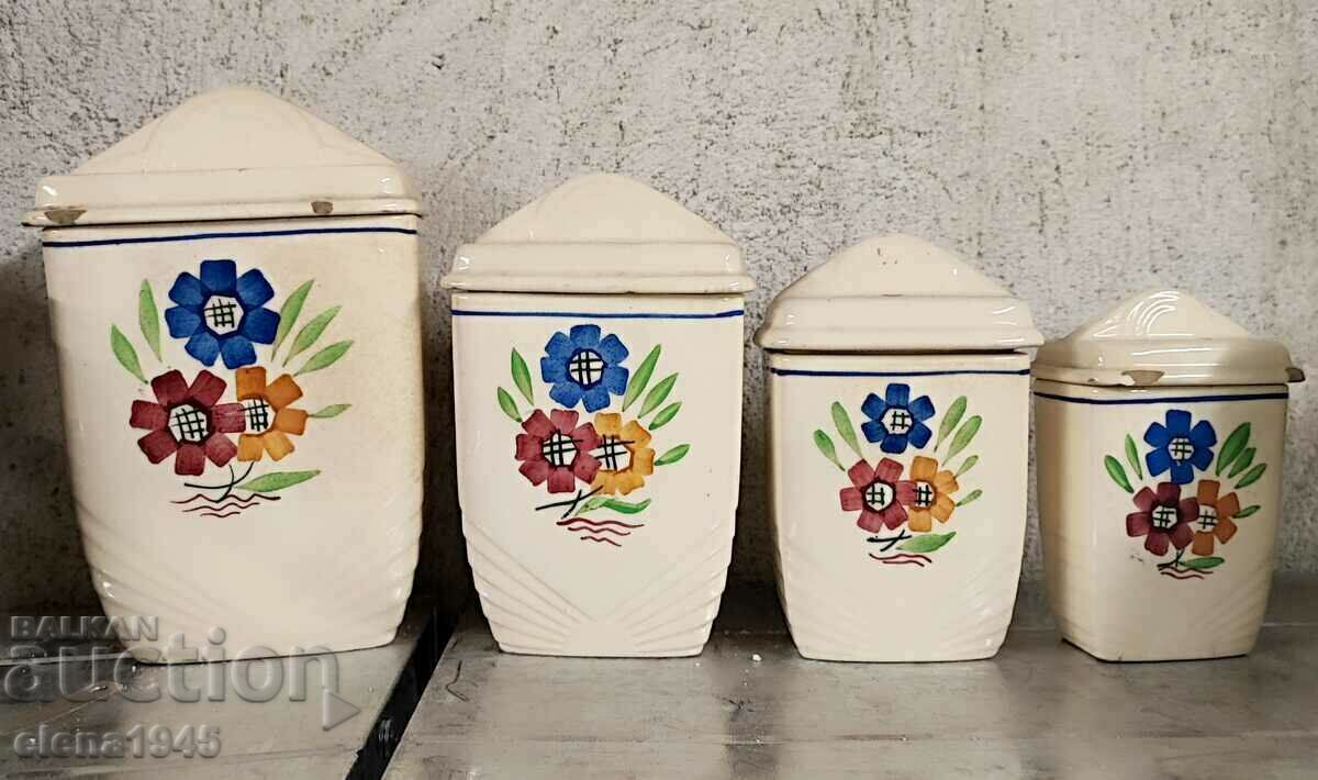 A set of kitchen jars