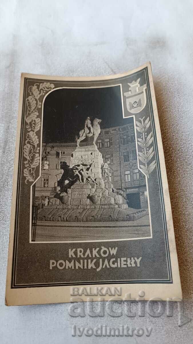 Postcard Krakow Pomnik Jagielly