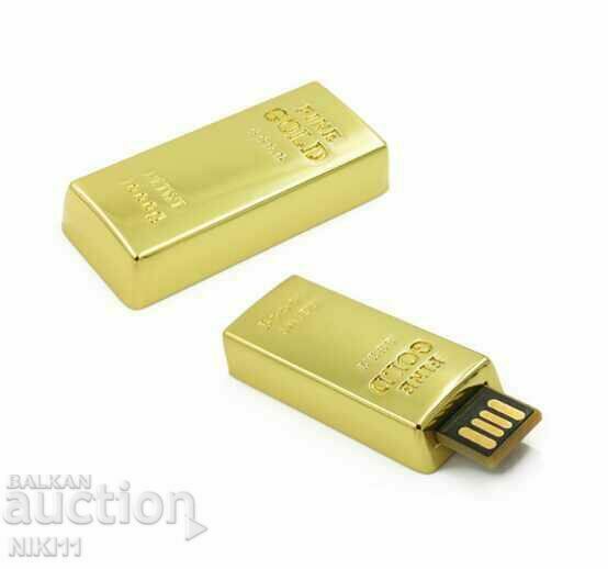 USB Флашка 32 гб. във форма златно кюлче , злато