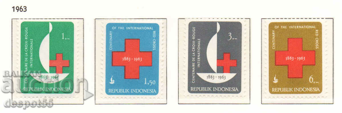 1963. Indonesia. The 100th anniversary of the Red Cross.