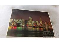 San Francisco Skyline at Night 1977 postcard