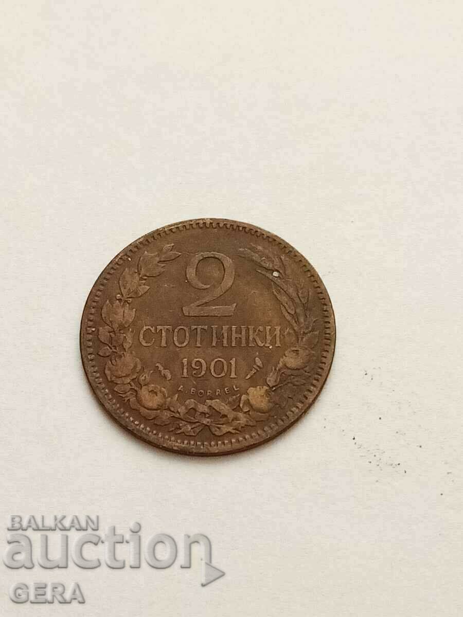 Monedă de 2 cenți 1901