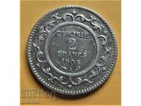 Tunisia - 2 francs 1904 Ag