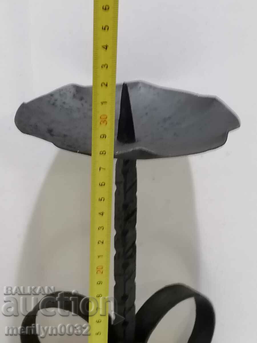 Old forged candlestick, candle - 5