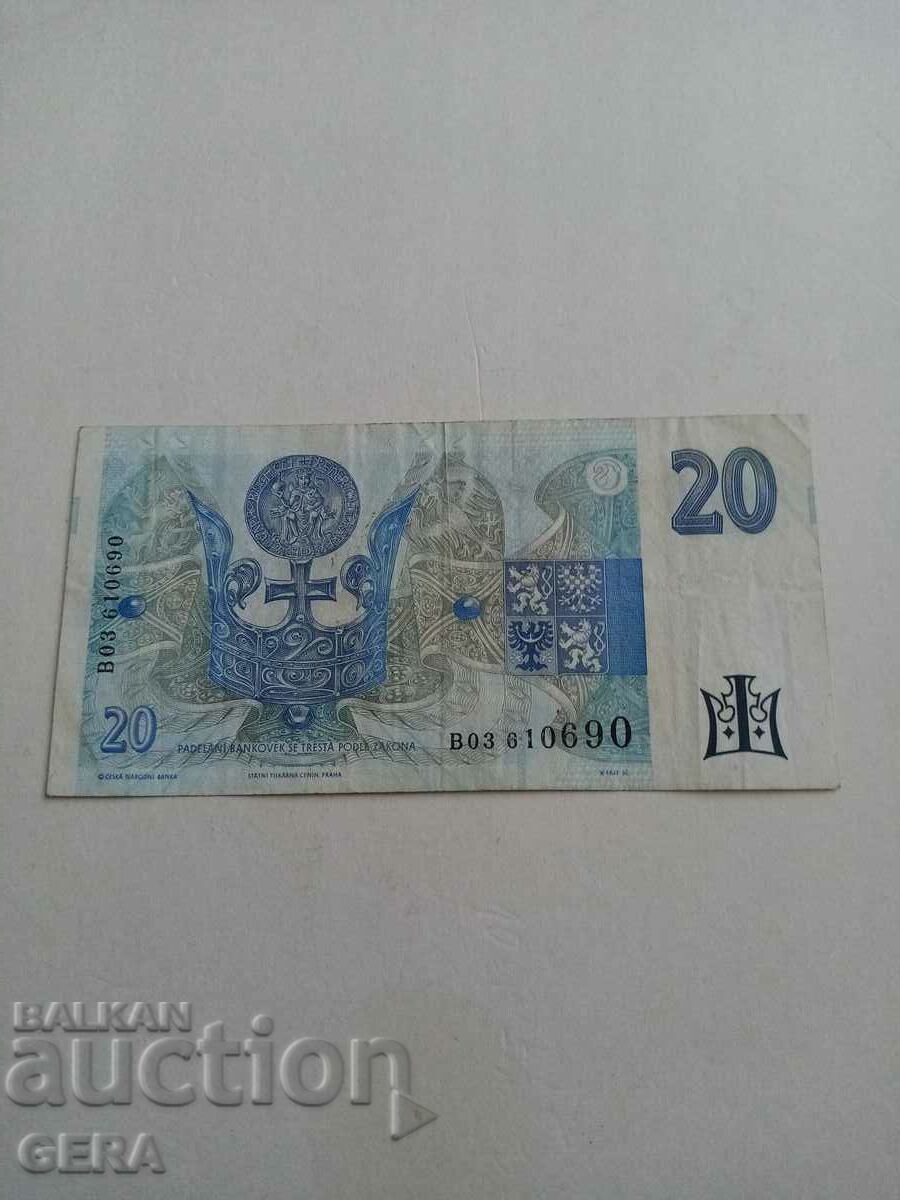 Banknote 20 crowns Czechoslovakia with price 8.00 BGN | € 4.09 Banknote 20 crowns Czechoslovakia with price 8.00 BGN | € 4.09