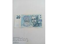 банкнота 20 крони Чехословакия