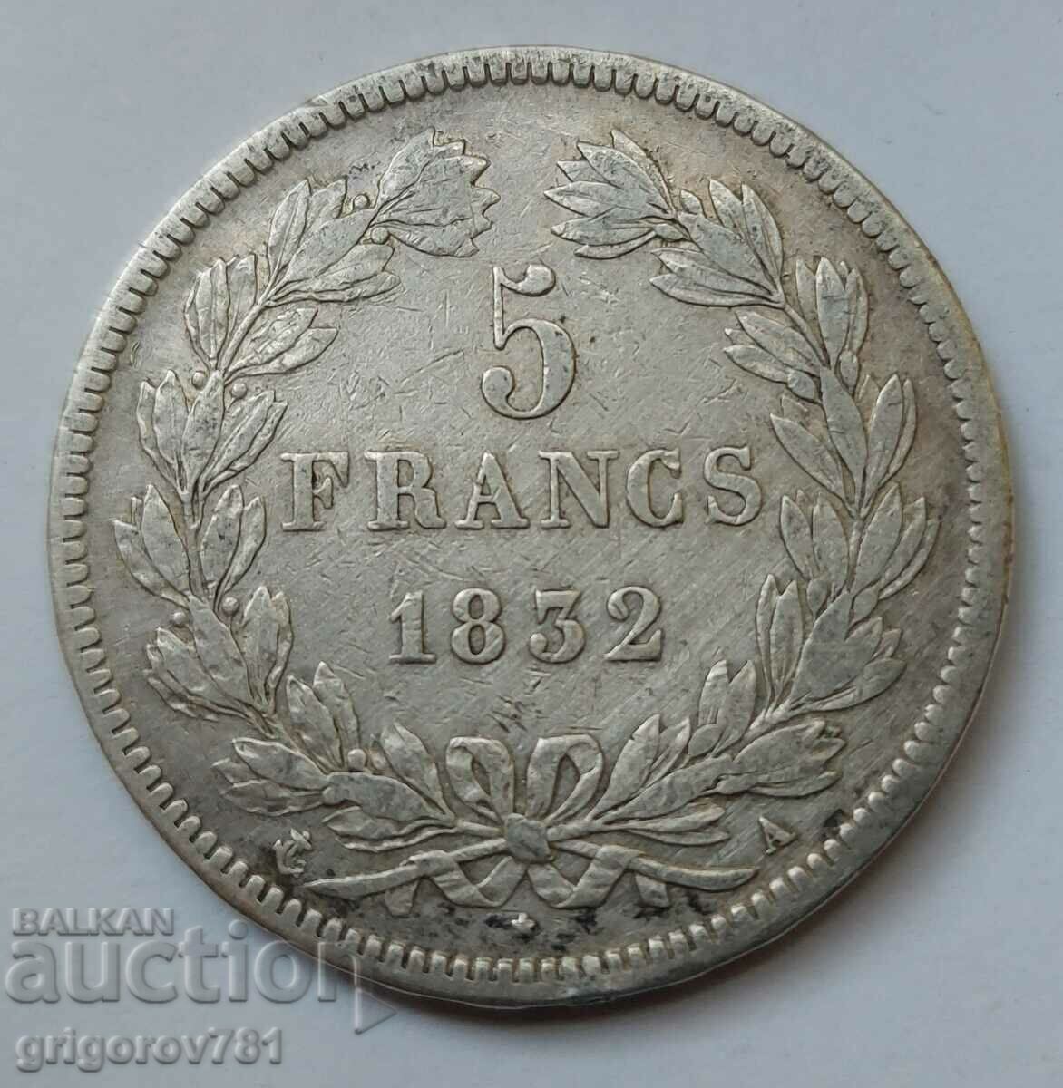 5 франка сребро Франция 1832 А - сребърна монета #108