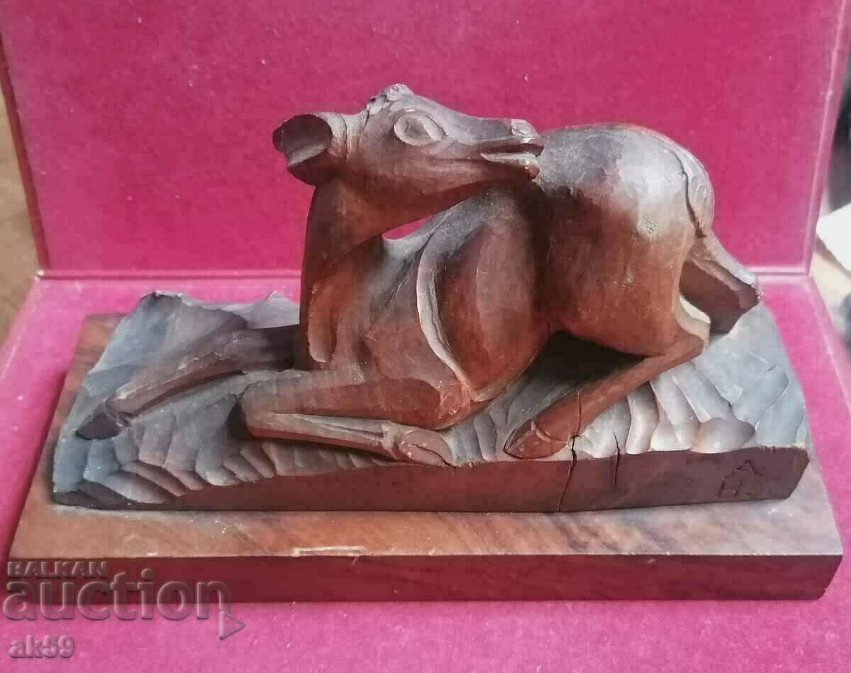 Small sculpture - "Doe" - wood carving - Asen N. Vassilev.