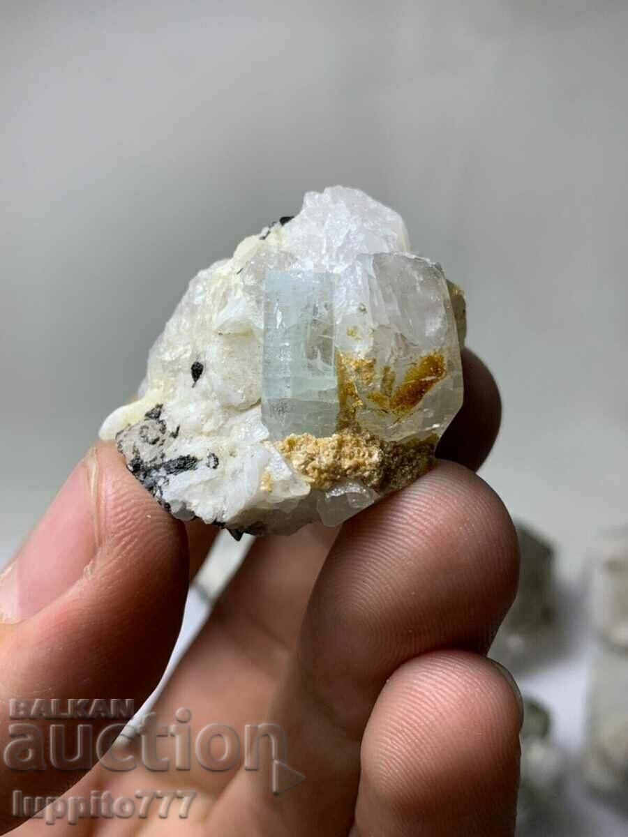 Auction natural beryl aquamarine on matrix 213 g - 12 pcs. lot Auction natural beryl aquamarine on matrix 213 g - 12 pcs. lot