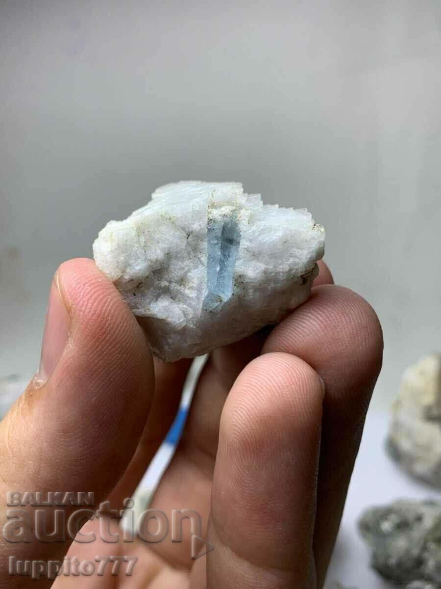 Delivery of natural beryl aquamarine on matrix 213 g - 12 pcs. lot Delivery of natural beryl aquamarine on matrix 213 g - 12 pcs. lot