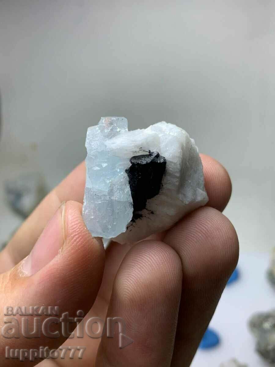 natural beryl aquamarine on matrix 213 g - 12 pcs. lot - 5 natural beryl aquamarine on matrix 213 g - 12 pcs. lot - 5