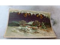 Σπίτι καρτ ποστάλ στα βουνά το χειμώνα του 1944