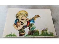 Postcard Boy with a guitar