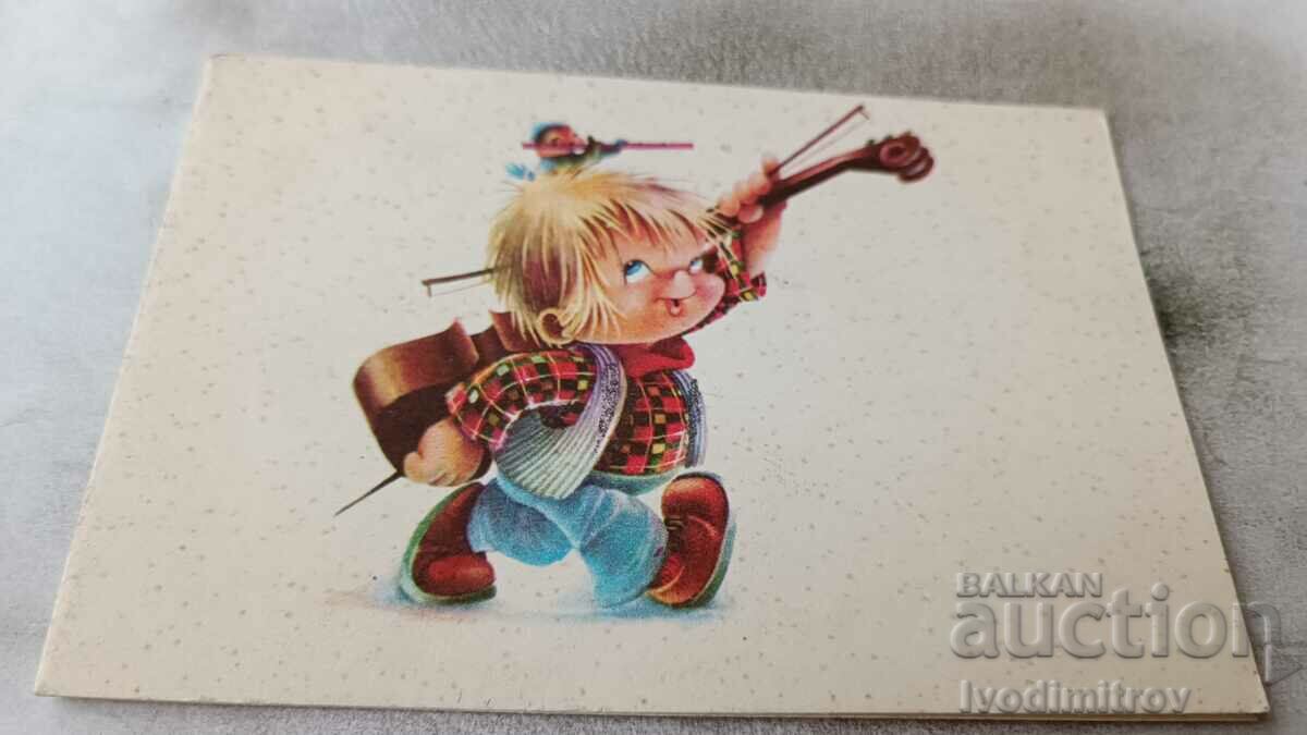 Postcard Girl with violin