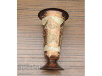 old hand engraved copper vase