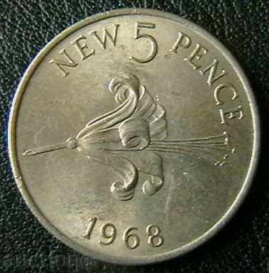5 πένες 1968 Γκέρνσεϊ